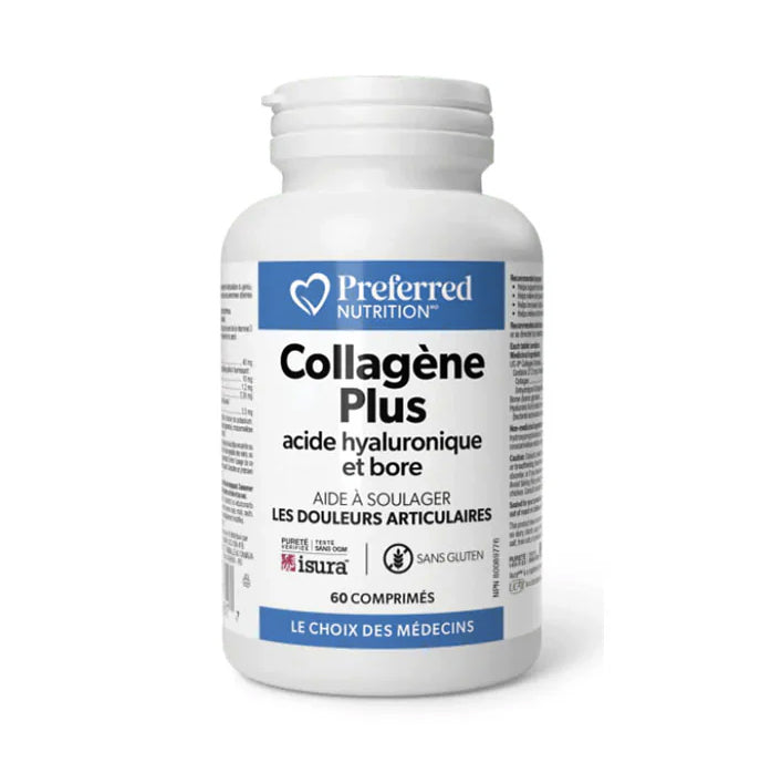 Collagène Plus Acide Hyaluronique et Bore - Douleurs articulaires - Preferred Nutrition - 60 comprimés